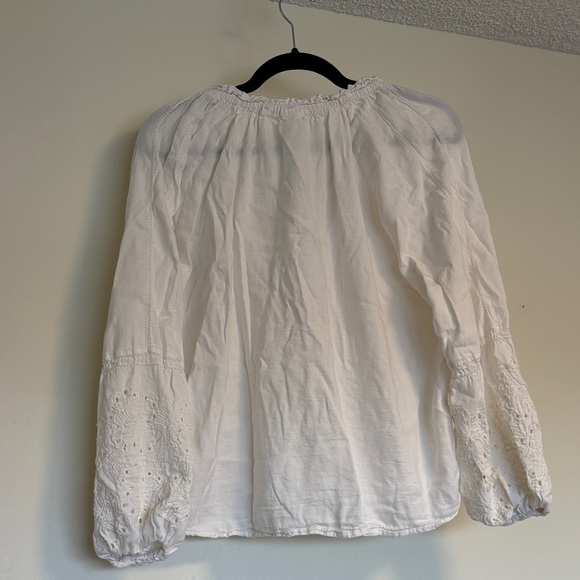 H&M White Peasant Tunic with Tie Neck - Picture 3 of 6